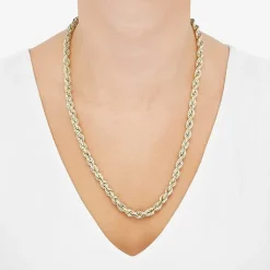 Mens 10K Gold 24 Inch Rope Chain Necklace