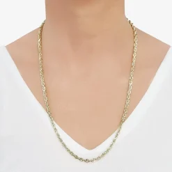 Mens 14K Gold 24 Inch Rope Chain Necklace