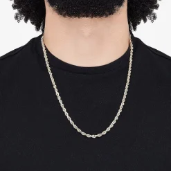 Mens 14K Gold 24 Inch Rope Chain Necklace