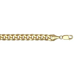 Mens 14K Gold 9 Inch Semisolid Curb Chain Bracelet