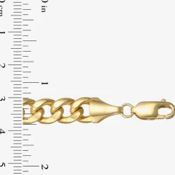 Mens 14K Gold 9 Inch Semisolid Curb Chain Bracelet