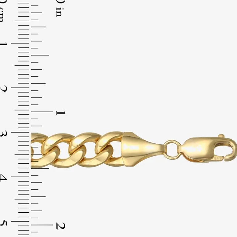 Mens 14K Gold 9 Inch Semisolid Curb Chain Bracelet