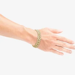 Mens 10K Gold 8 1/2 Inch Semisolid Curb Chain Bracelet