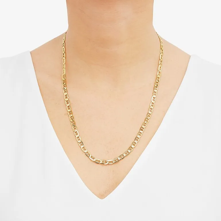 Mens 14K Gold 8 1/2 Inch Solid Link Chain Bracelet