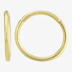Mens 14K Gold 12mm Round Hoop Earrings