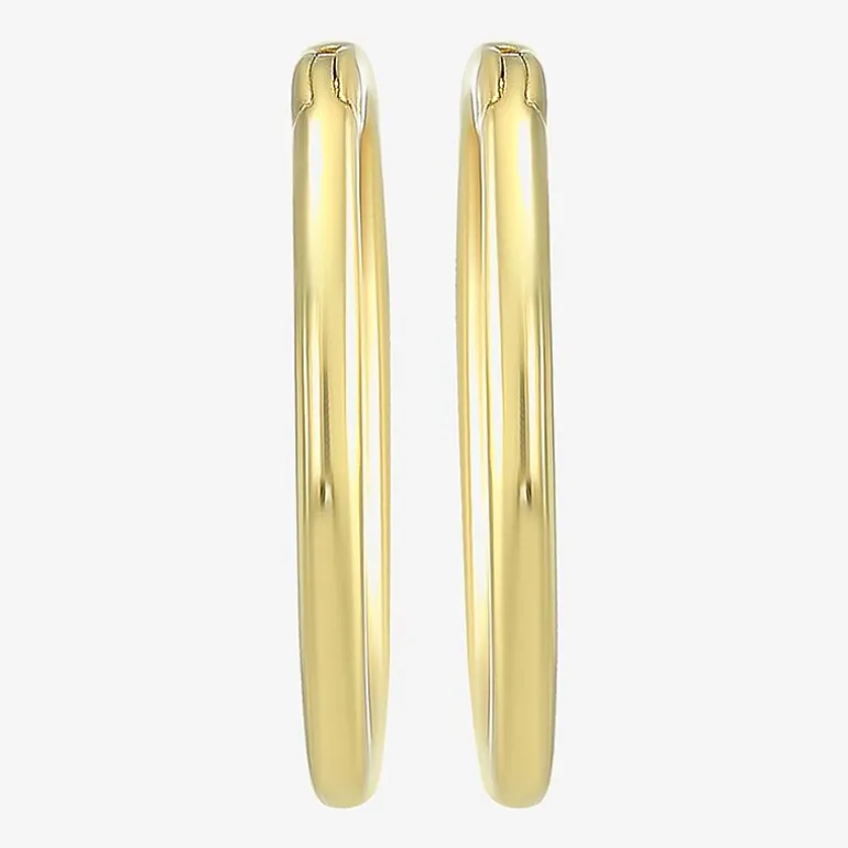 Mens 14K Gold 12mm Round Hoop Earrings