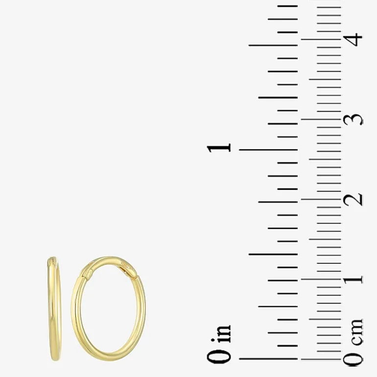 Mens 14K Gold 12mm Round Hoop Earrings