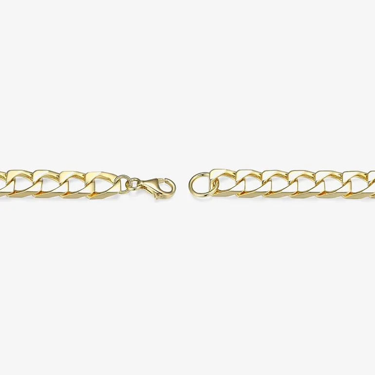 Mens 18K Gold Over Silver Sterling Silver 8 Inch Solid Link Round Id Bracelet