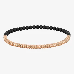 Mens 18K Gold Over Silver Titanium Stretch Bracelet