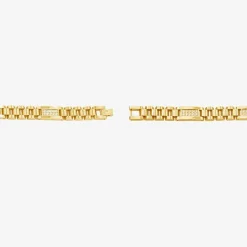 Mens 14K Gold Over Stainless Steel Solid 8 3/4 Inch Link Bracelet