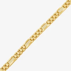 Mens 14K Gold Over Stainless Steel Solid 8 3/4 Inch Link Bracelet