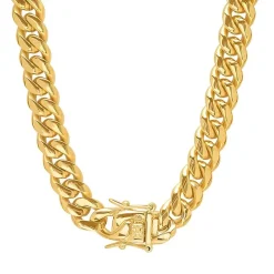 Mens 18K Gold Over Stainless Steel Hypoallergenic 30 Inch Box Chain Necklace