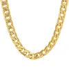 Mens 18K Gold Over Stainless Steel Hypoallergenic 24 Inch Curb Chain Necklace