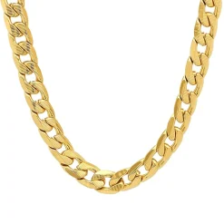 Mens 18K Gold Over Stainless Steel Hypoallergenic 24 Inch Curb Chain Necklace