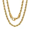 Mens 18K Gold Over Stainless Steel Hypoallergenic 30 Inch Rope Chain Necklace