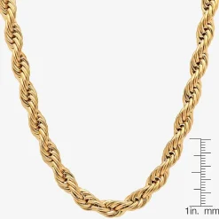 Mens 18K Gold Over Stainless Steel Hypoallergenic 30 Inch Rope Chain Necklace
