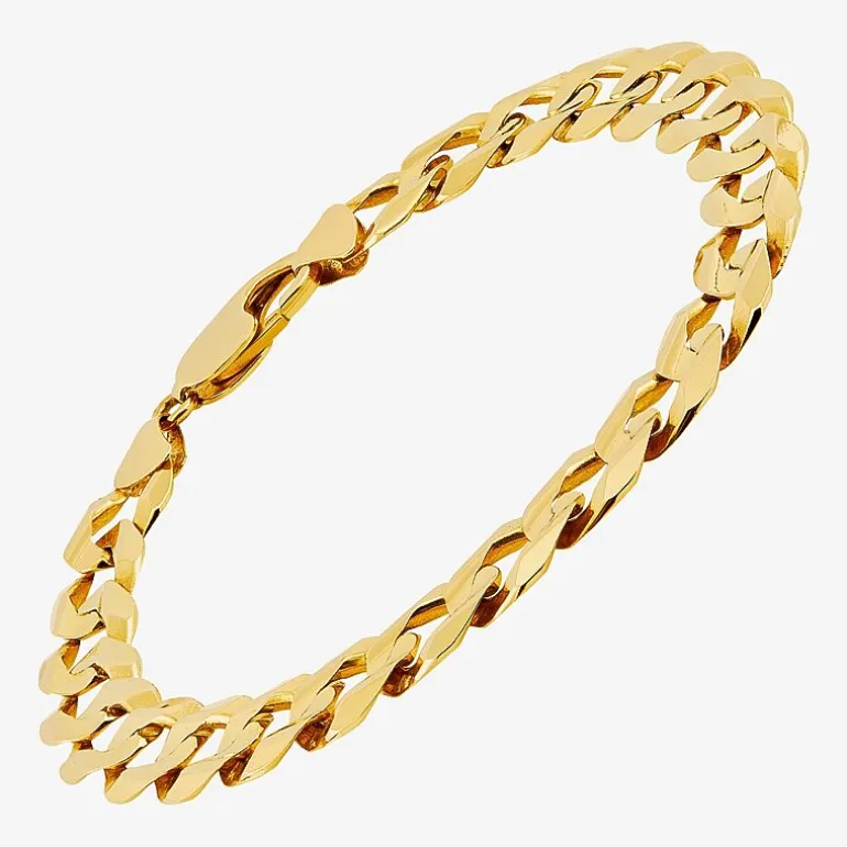 Mens 10K Yellow Gold 9" Curb Bracelet
