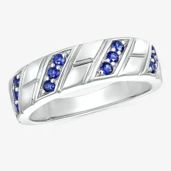 Mens Lab Created Blue Sapphire Sterling Silver Fashion Ring