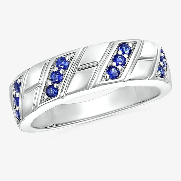 Mens Lab Created Blue Sapphire Sterling Silver Fashion Ring