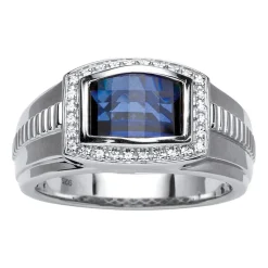Mens Lab Created Blue Sapphire Fashion Ring