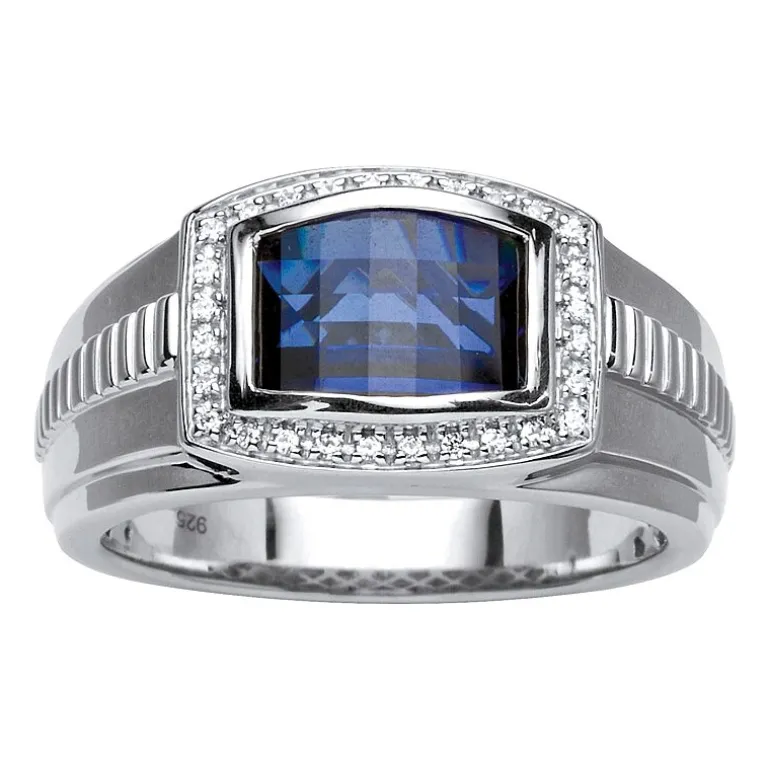 Mens Lab Created Blue Sapphire Fashion Ring