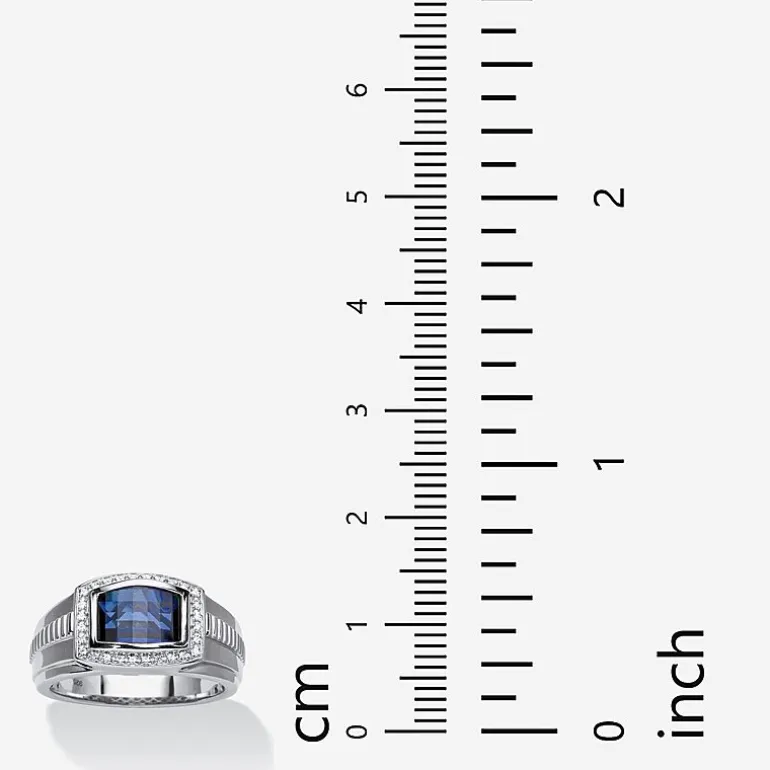 Mens Lab Created Blue Sapphire Fashion Ring