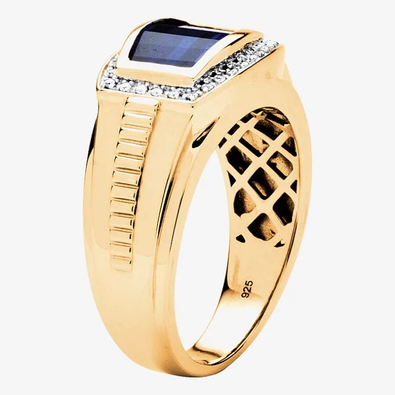 Mens Lab Created Blue Sapphire Fashion Ring