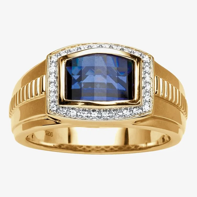 Mens Lab Created Blue Sapphire Fashion Ring