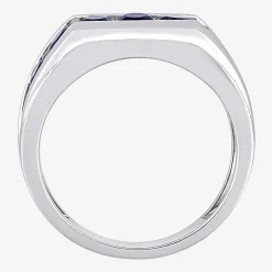 Mens Lab Created Blue Sapphire Sterling Silver Fashion Ring