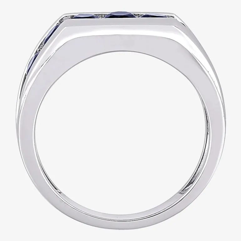 Mens Lab Created Blue Sapphire Sterling Silver Fashion Ring