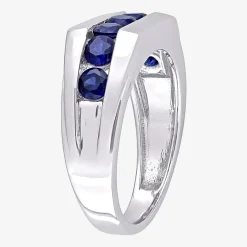 Mens Lab Created Blue Sapphire Sterling Silver Fashion Ring