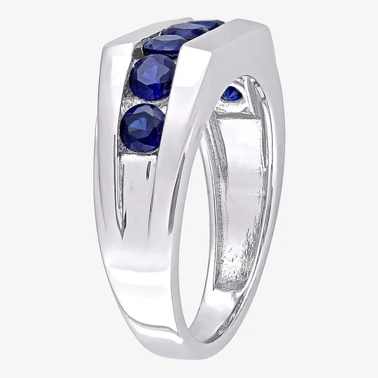 Mens Lab Created Blue Sapphire Sterling Silver Fashion Ring