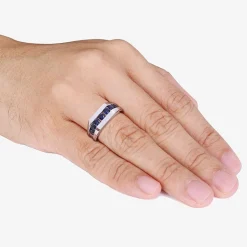Mens Lab Created Blue Sapphire Sterling Silver Fashion Ring