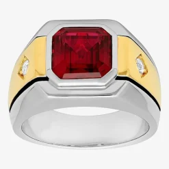 Mens Lab-Created Gemstone & White Sapphire Ring