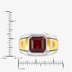 Mens Lab-Created Gemstone & White Sapphire Ring