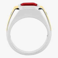 Mens Lab-Created Gemstone & White Sapphire Ring