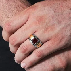 Mens Lab-Created Gemstone & White Sapphire Ring