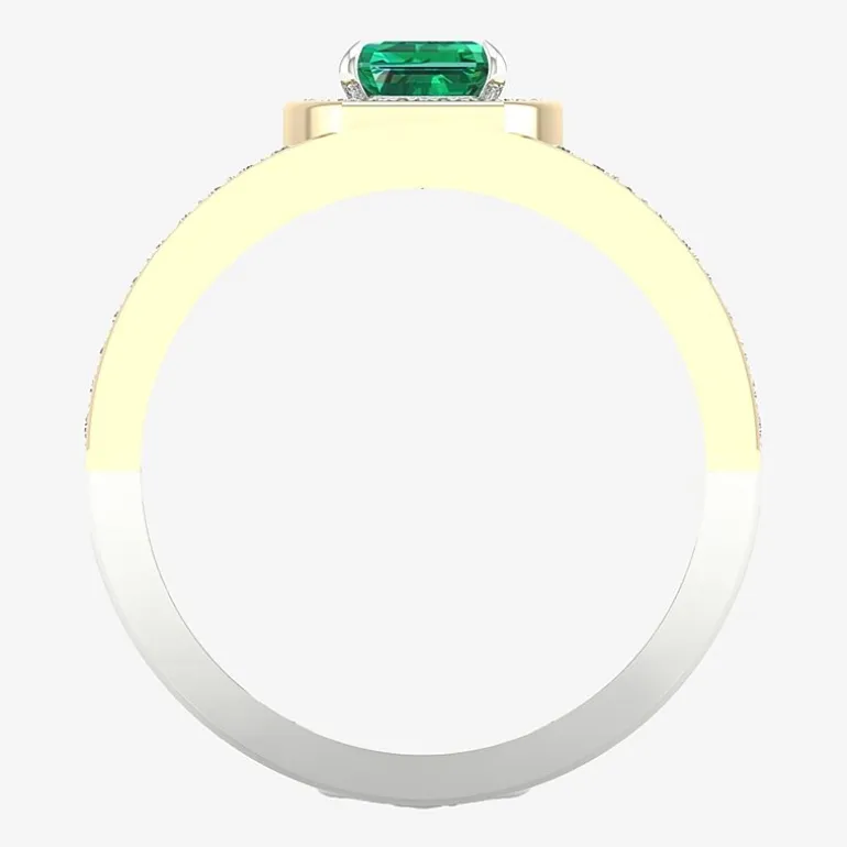 Mens Lab Created Green Emerald 10K Gold Sterling Silver Fashion Ring