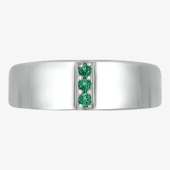 Mens Lab Created Green Emerald Sterling Silver Fashion Ring
