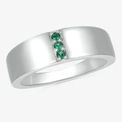 Mens Lab Created Green Emerald Sterling Silver Fashion Ring