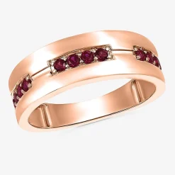 Mens Lab Created Red Ruby 10K Gold Fashion Ring