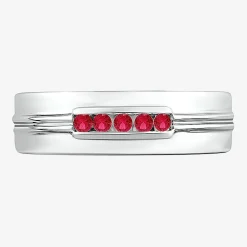 Mens Lab Created Red Ruby Sterling Silver Fashion Ring