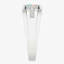 Mens Lab Created White Opal Sterling Silver Fashion Ring