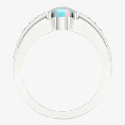 Mens Lab Created White Opal Sterling Silver Fashion Ring