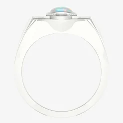 Mens Lab Created White Opal Sterling Silver Fashion Ring