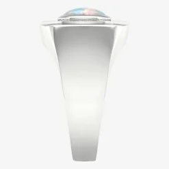 Mens Lab Created White Opal Sterling Silver Fashion Ring