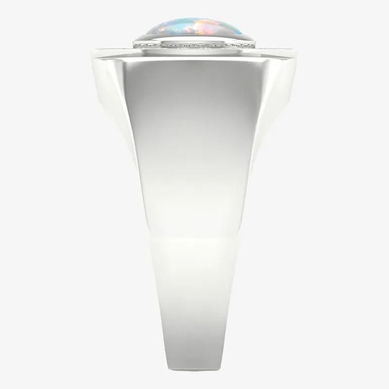 Mens Lab Created White Opal Sterling Silver Fashion Ring
