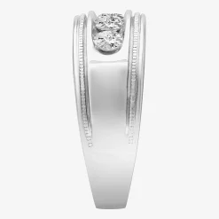 Mens 9M 1 CT. Lab Created White Moissanite Sterling Silver Round Wedding Band