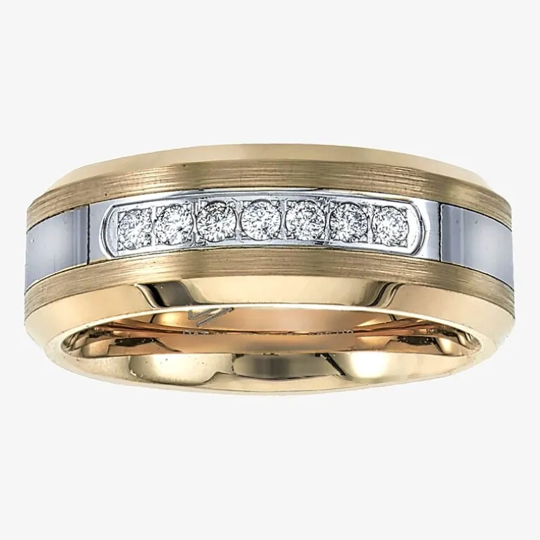 Mens 8MM 1/5 CT. Natural White Diamond Tungsten Wedding Band