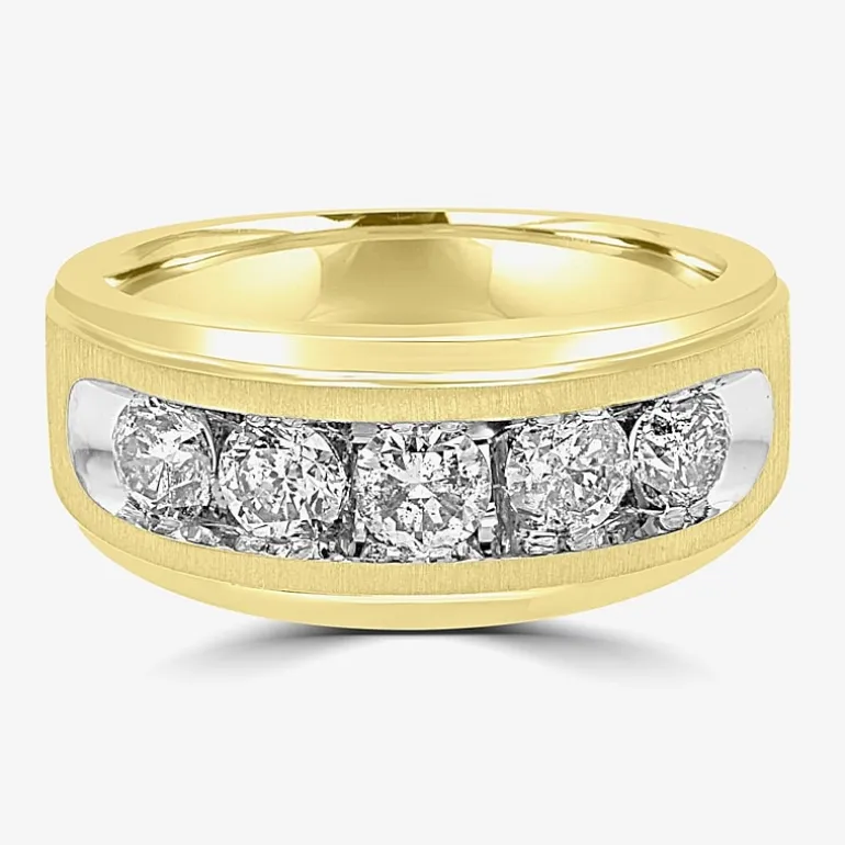 Mens 8MM 1 1/2 CT. T.W. Natural Diamond 10K Gold Wedding Band